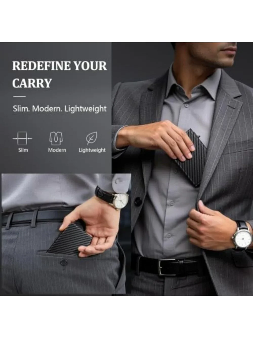 Sleek Minimalist RFID Blocking Wallet for Men, Pop Up Design with 2 ID Windows